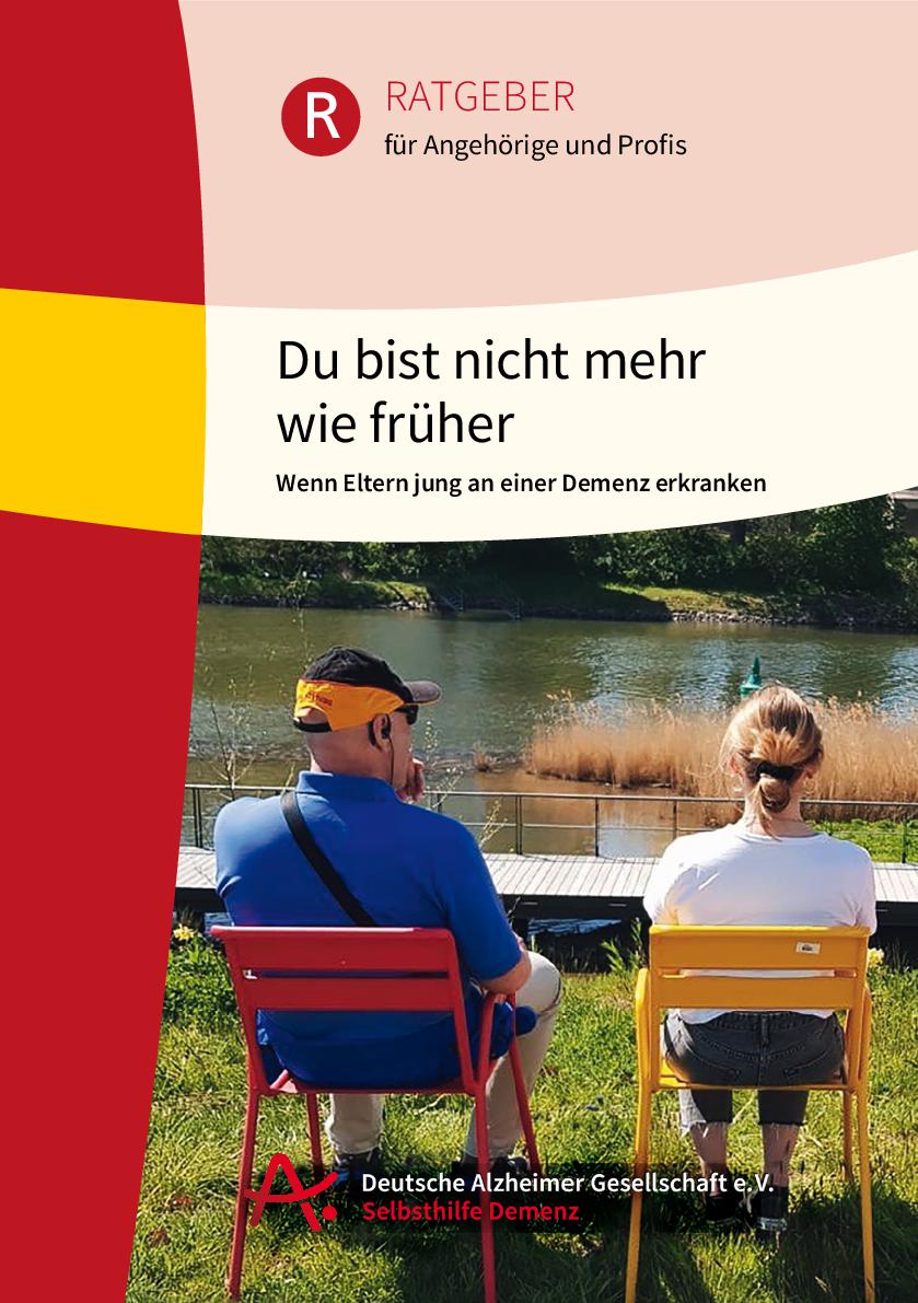 Vater und Tochter sitzen nebeneinander und schauen auf einen Fluss; COverabbildung der Broschüre