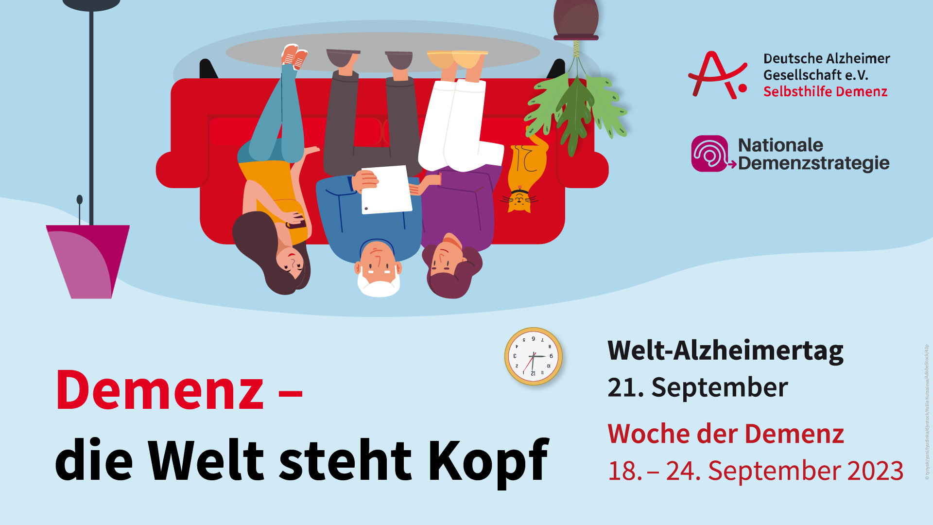 Menschen auf einem Sofa - alles steht Kopf