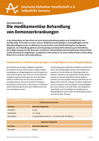 Infoblatt 5: Die medikamentöse Behandlung von Demenzerkrankungen