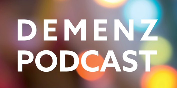 Logo des Demenz-Podcasts mit bunten Seifenblasen