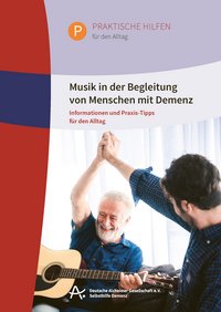 Titelabbildung: Ein alter Mann mit Gitarre und ein junger Mann haben Spaß und machen "High Five"